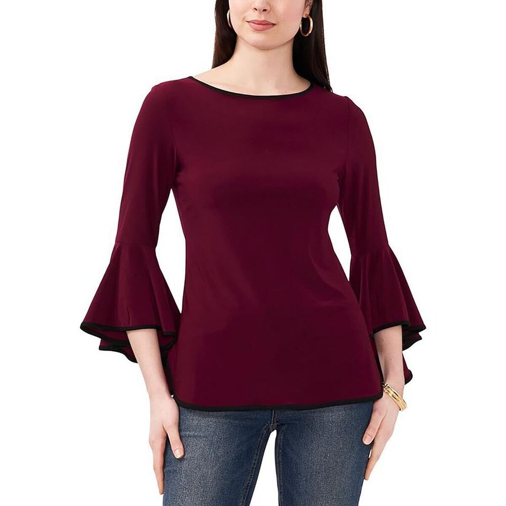 SAM AND JESS Womens Bell Sleeve Knit Blouse, Purple, X-Small
